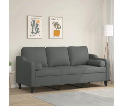 Trīsvietīgs Dīvāns Ar Spilveniem, Tumši Pelēks, 180 Cm, Audums Vidaxl