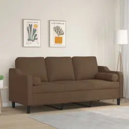 Trivietė Sofa Su Pagalvėlėmis, Rudos Spalvos, 180cm Audinys