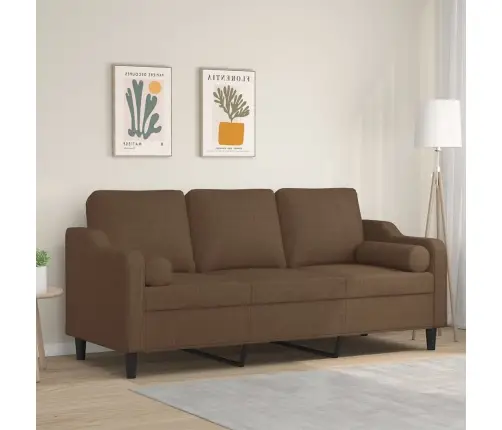 Trīsvietīgs Dīvāns Ar Spilveniem, Brūns, 180 Cm, Audums Vidaxl