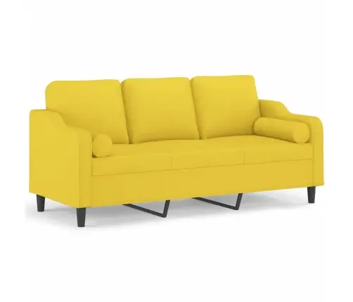 3-Kohaline Diivan Patjadega, Gaiši Dzeltens, 180 cm Kangas