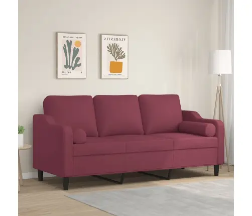 Trīsvietīgs Dīvāns Ar Spilveniem, Vīnsarkans, 180 Cm, Audums Vidaxl