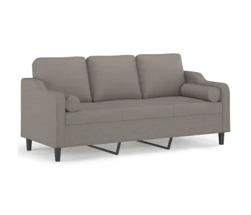 Trīsvietīgs Dīvāns Ar Spilveniem, Pelēkbrūns, 180 Cm, Audums Vidaxl