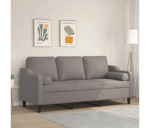Trīsvietīgs Dīvāns Ar Spilveniem, Pelēkbrūns, 180 Cm, Audums Vidaxl