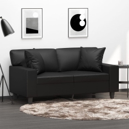 Divvietīgs Dīvāns Ar Spilveniem, Melni, 120 Cm, Mākslīgā Āda Vidaxl