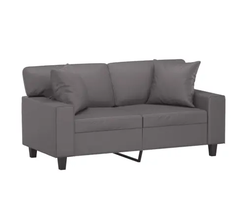 Divvietīgs Dīvāns Ar Spilveniem, Pelēks, 120 Cm, Mākslīgā Āda Vidaxl