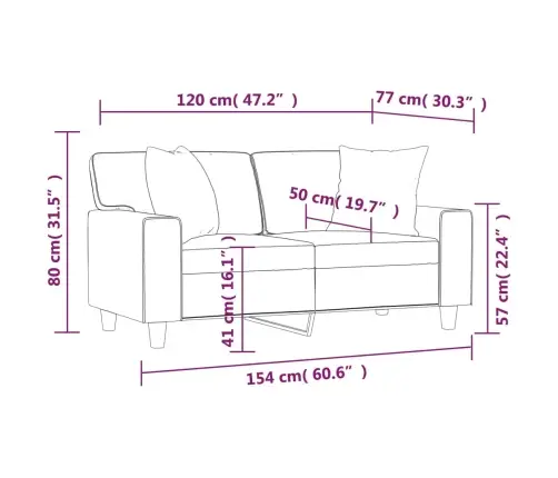 Divvietīgs Dīvāns Ar Spilveniem, Pelēks, 120 Cm, Mākslīgā Āda Vidaxl