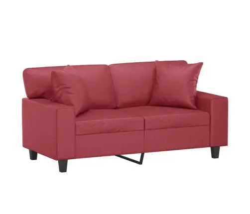 Divvietīgs Dīvāns, Spilveni, Vīnsarkans, 120 Cm, Mākslīgā Āda Vidaxl