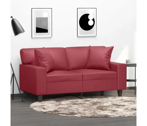 Divvietīgs Dīvāns, Spilveni, Vīnsarkans, 120 Cm, Mākslīgā Āda Vidaxl
