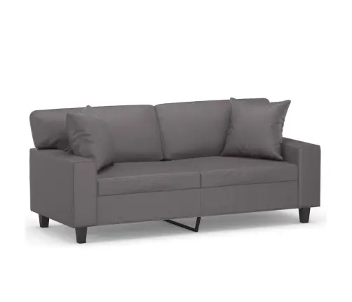 Dvivietė Sofa Su Pagalvėlėmis, Pilka, 140cm Dirbtinė Oda