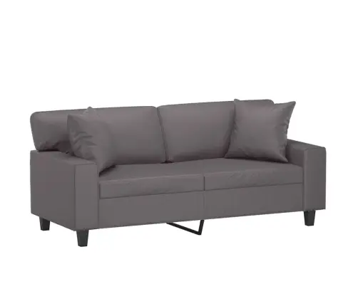 Dvivietė Sofa Su Pagalvėlėmis, Pilka, 140cm Dirbtinė Oda