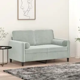 Dvivietė Sofa Su Pagalvėlėmis, Šviesiai Pilka, 120cm Aksomas