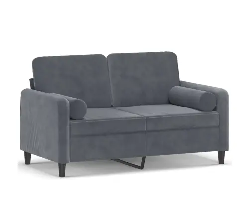 Dvivietė Sofa Su Pagalvėlėmis, Tamsiai Pilka, 120cm Aksomas