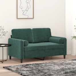 Divvietīgs Dīvāns Ar Spilveniem, Tumši Zaļš, 120 Cm, Samts Vidaxl
