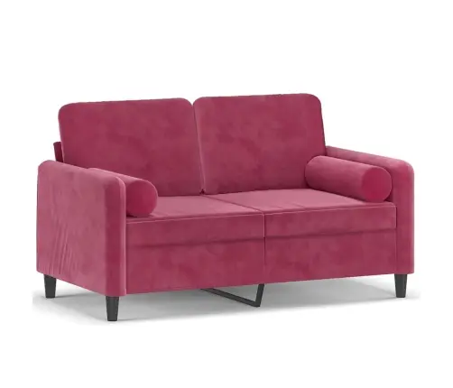 Dvivietė Sofa Su Pagalvėlėmis, Raudonojo Vyno, 120cm Aksomas