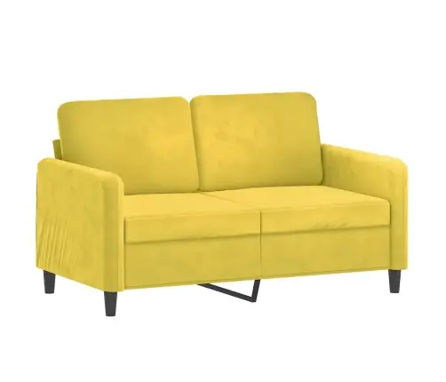 Dvivietė Sofa Su Pagalvėlėmis, Geltonos Spalvos, 120cm Aksomas