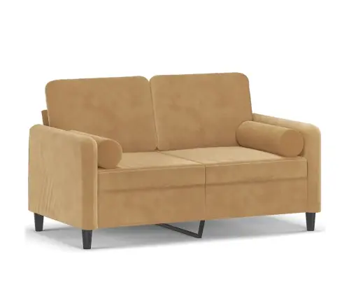 Dvivietė Sofa Su Pagalvėlėmis, Rudos Spalvos, 120cm Aksomas