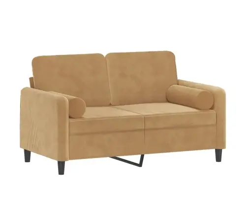 Dvivietė Sofa Su Pagalvėlėmis, Rudos Spalvos, 120cm Aksomas