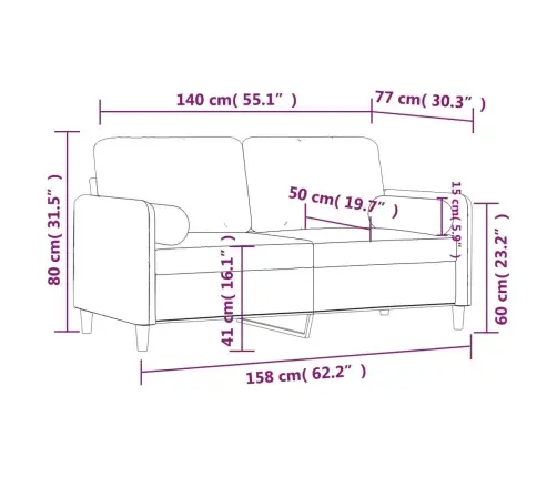 Divvietīgs Dīvāns Ar Spilveniem, Gaiši Pelēks, 140 Cm, Samts Vidaxl