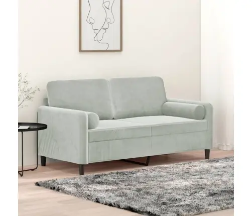 Divvietīgs Dīvāns Ar Spilveniem, Gaiši Pelēks, 140 Cm, Samts Vidaxl