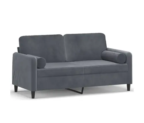 Dvivietė Sofa Su Pagalvėlėmis, Tamsiai Pilka, 140cm Aksomas