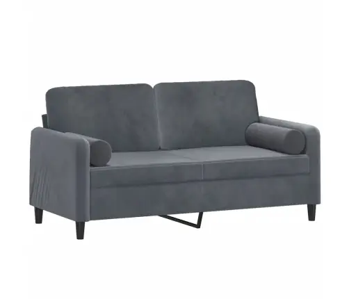 Dvivietė Sofa Su Pagalvėlėmis, Tamsiai Pilka, 140cm Aksomas