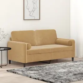 Divvietīgs Dīvāns Ar Spilveniem, Brūns, 140 Cm, Samts Vidaxl