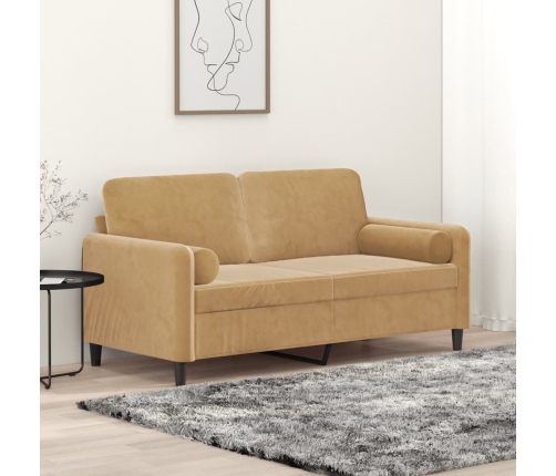 Divvietīgs Dīvāns Ar Spilveniem, Brūns, 140 Cm, Samts Vidaxl