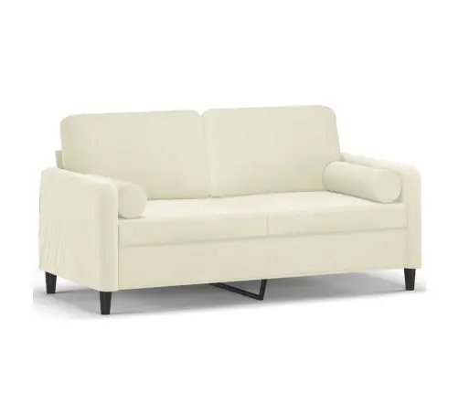 Dvivietė Sofa Su Pagalvėlėmis, Kreminės Spalvos, 140cm Aksomas