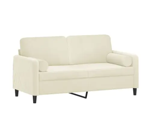 Dvivietė Sofa Su Pagalvėlėmis, Kreminės Spalvos, 140cm Aksomas
