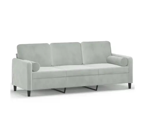 Trivietė Sofa Su Pagalvėlėmis, Šviesiai Pilka, 180cm Aksomas