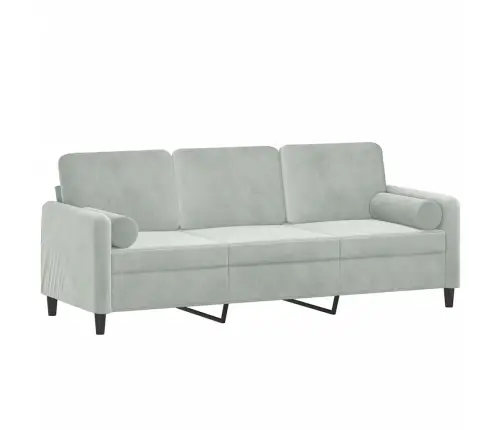 Trivietė Sofa Su Pagalvėlėmis, Šviesiai Pilka, 180cm Aksomas