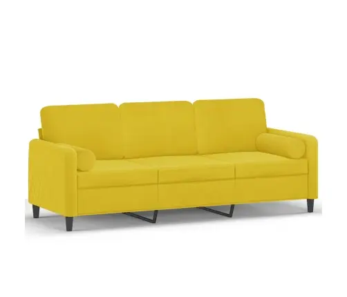 Trīsvietīgs Dīvāns Ar Spilveniem, Dzeltens, 180 Cm, Samts Vidaxl