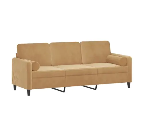 Trivietė Sofa Su Pagalvėlėmis, Rudos Spalvos, 180cm Aksomas