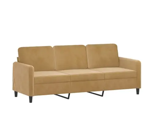 Trivietė Sofa Su Pagalvėlėmis, Rudos Spalvos, 180cm Aksomas