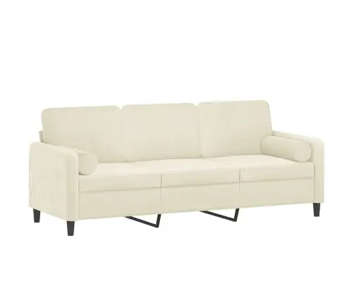 Trivietė Sofa Su Pagalvėlėmis, Kreminės Spalvos, 180cm Aksomas