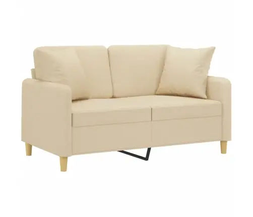 Dvivietė Sofa Su Pagalvėlėmis, Kreminės Spalvos, 120cm Audinys