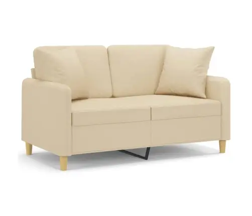 Dvivietė Sofa Su Pagalvėlėmis, Kreminės Spalvos, 120cm Audinys