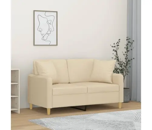 Dvivietė Sofa Su Pagalvėlėmis, Kreminės Spalvos, 120cm Audinys
