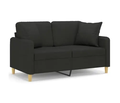 Dvivietė Sofa Su Pagalvėlėmis, Juodos Spalvos, 120cm Audinys