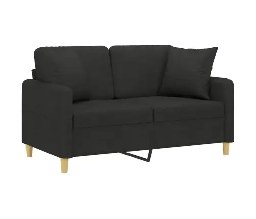 Dvivietė Sofa Su Pagalvėlėmis, Juodos Spalvos, 120cm Audinys