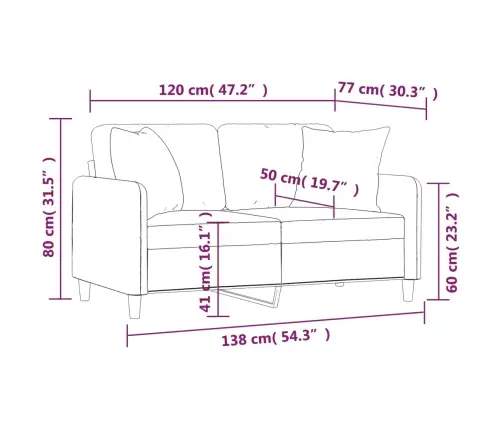 Dvivietė Sofa Su Pagalvėlėmis, Juodos Spalvos, 120cm Audinys