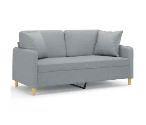 Divvietīgs Dīvāns Ar Spilveniem, Gaiši Pelēks, 140 Cm, Audums Vidaxl