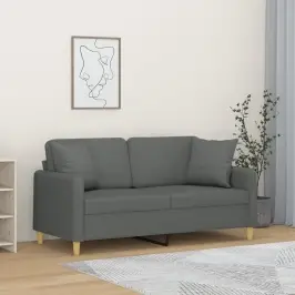Divvietīgs Dīvāns Ar Spilveniem, Tumši Pelēks, 140 Cm, Audums Vidaxl Divvietīgs Dīvāns Ar Spilveniem, Tumši Pelēks, 140 Cm, Audums Vidaxl