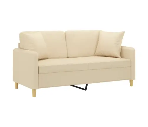 Divvietīgs Dīvāns Ar Spilveniem, Krēmkrāsas, 140 Cm, Audums Vidaxl