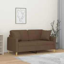 Dvivietė Sofa Su Pagalvėlėmis, Rudos Spalvos, 140cm Audinys