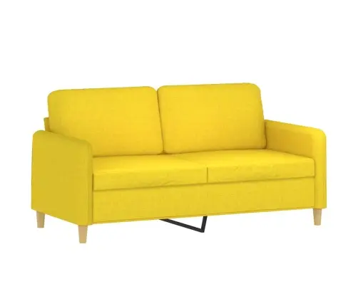 Divvietīgs Dīvāns Ar Spilveniem, Gaiši Dzeltens, 140 Cm, Audums Vidaxl