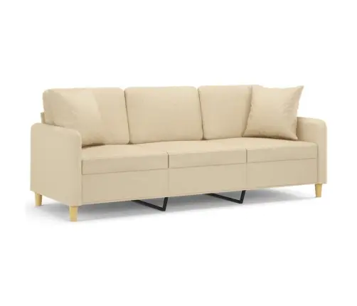Trīsvietīgs Dīvāns Ar Spilveniem, Krēmkrāsas, 180 Cm, Audums Vidaxl Trīsvietīgs Dīvāns Ar Spilveniem, Krēmkrāsas, 180 Cm, Audums Vidaxl