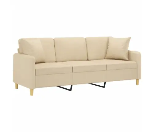 Trīsvietīgs Dīvāns Ar Spilveniem, Krēmkrāsas, 180 Cm, Audums Vidaxl Trīsvietīgs Dīvāns Ar Spilveniem, Krēmkrāsas, 180 Cm, Audums Vidaxl