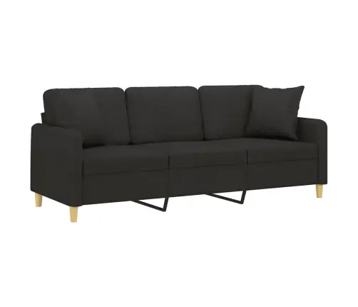 Trīsvietīgs Dīvāns Ar Spilveniem, Melns, 180 Cm, Audums Vidaxl