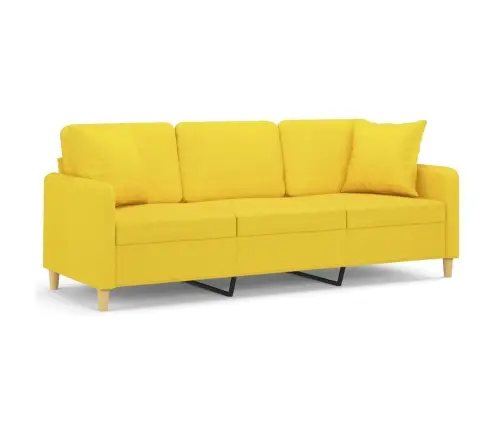 Trīsvietīgs Dīvāns Ar Spilveniem, Gaiši Dzeltens, 180Cm, Audums Vidaxl